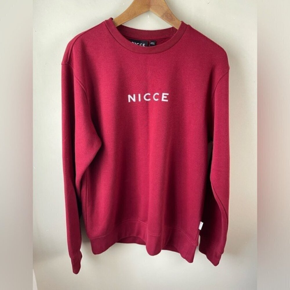 NICCE LONDON men’s red crew neck cotton blend pullover sweater sweatshirt Medium